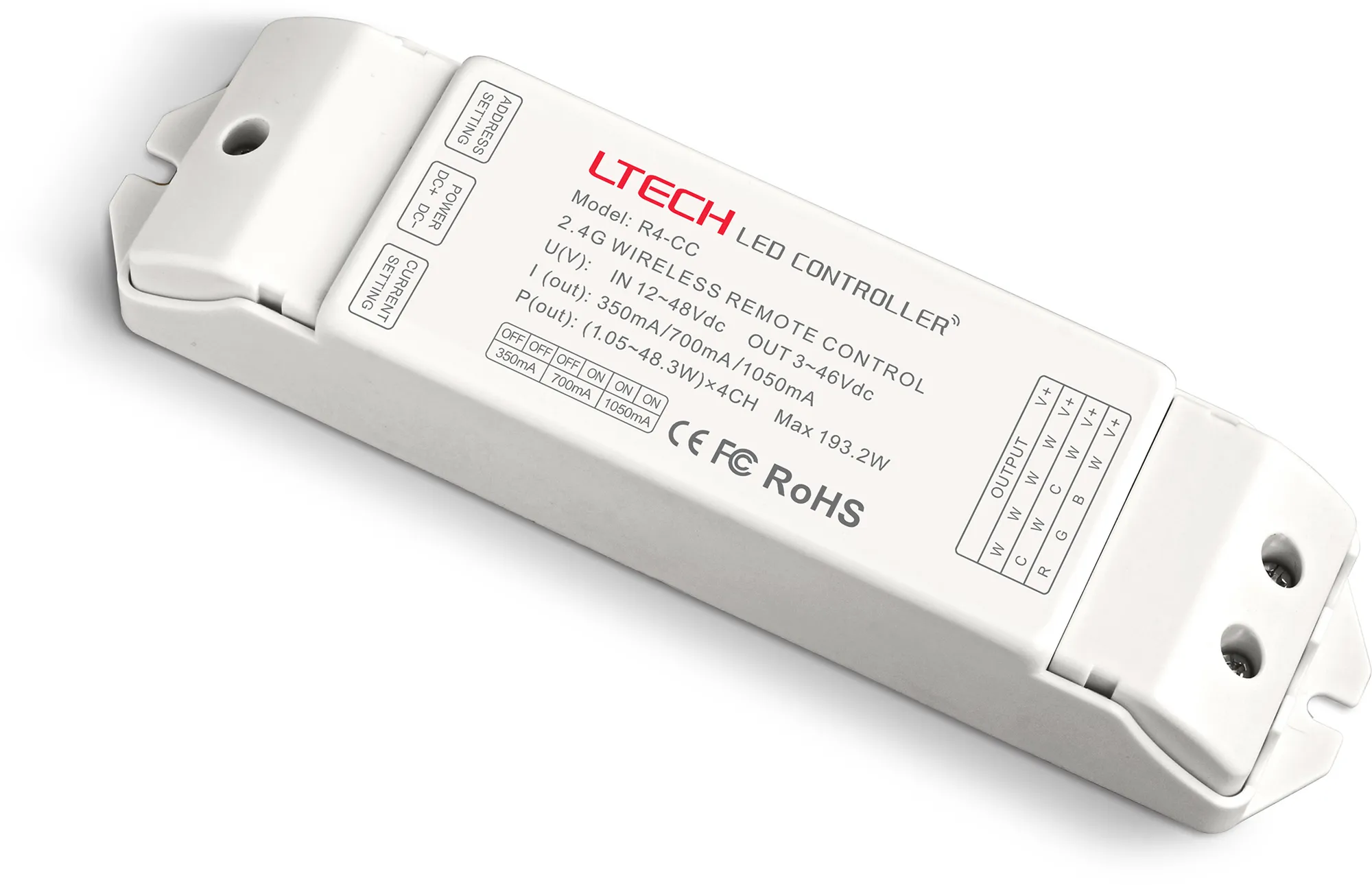 R4-CC  RF 2.4GHz Wireless Receiver CC, 3-46Vdc 350mA/700mA/1050mA x 4CH 1-194W, IP44.